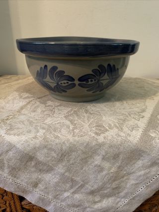 Beaumont Brothers Pottery Bbp Salt Glaze Flower Bowl Cobalt Blue 9” Large