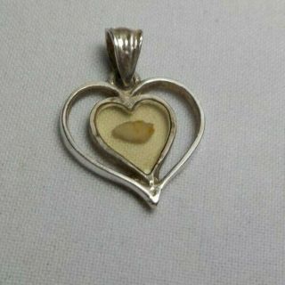 Vintage Sterling Heart With Mustard Seed Necklace Pendant Religious
