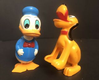 Vintage Tomy Wind Up Toys Disney Donald Duck And Pluto (both & Work)