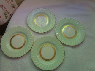 Set Of 4 Vtg Minton Tiffany & Co.  6 1/4 " Plates Green Gold Somerset