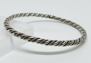 Vintage Signd Ba Suarti Bali 925 Sterling Silver Woven Brutalist Bangle Bracelet
