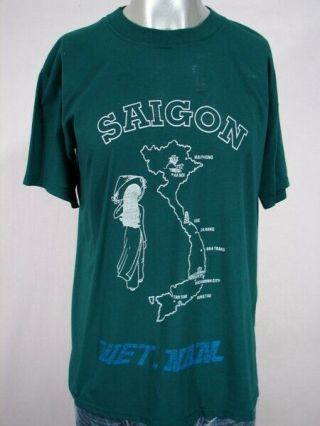 Hd1622 Awesome Vintage 1980s Map Of Saigon Vietnam T - Shirt - 42