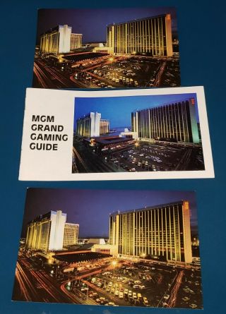 Vintage 1984 Mgm Grand Hotel & Casino,  Las Vegas,  Gaming Guide And 2 Postcards