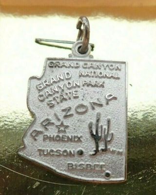 Vintage Griffith Sterling Silver Arizona State Pendant Bracelet Charm