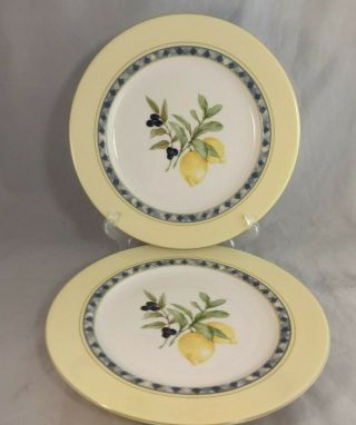 Set Of 2 Royal Doulton Carmina Dinner Plates - Lemons