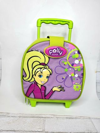 2006 Polly Pocket Rolling Carrying Case Suitcase Purple Green