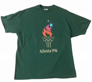 Vintage 1996 Atlanta Olympics Men’s T - Shirt Torch Green Size Xl