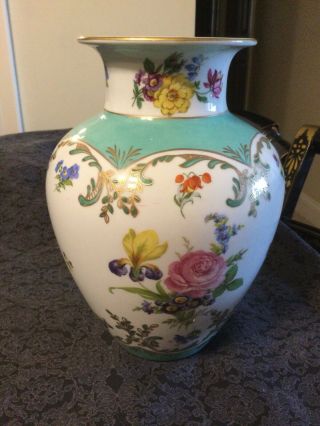 Vintage Paris Royal Floral Design Vase 8 3/4” Tall