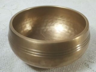 Vintage Hand Hammered Brass Prayer Bowl Hand Tooled Edge Unsigned