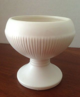 Vintage Mccoy White Matte Round Pedestal Planter Vase