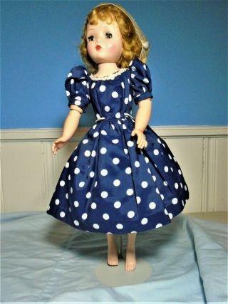 Pretty Navy Polka Dot Dress For Vintage Madame Alexander Cissy