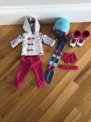 American Girl Doll Hit The Slopes Outfit With Ski & Helmet Set For 18 - Inch Dolls