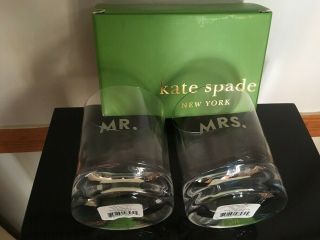 Kate Spade " Mr.  & Mrs.  " Double - Old Fashioned 12oz.  Crystal Glasses [new]