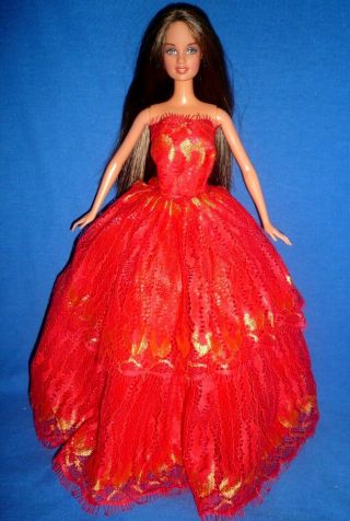 2002 Chair Flair Teresa Head On Belly Button Barbie Body With Red Clone Ballgown