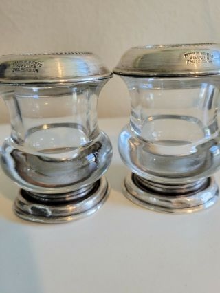 Vintage Antique Frank M Whiting Sterling Silver Glass Taper Candle Holder Pair