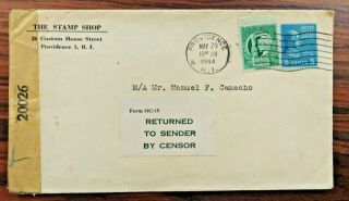 Usa 1944 Censored Cover And Returned To Sender By Censor Due To Philatelic