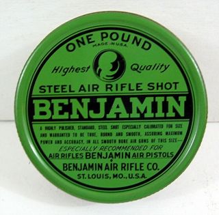 Old Benjamin Air Rifle / Pistol Steel Shot Tin Benjamin Air Rifle Co St Louis Mo