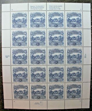 Stamp Sheet Mnh Pane Of 20 2590 Surrender Burgoyne Saratoga $1 1994 Cv$38