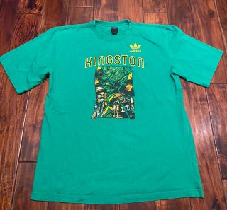 Vintage Adidas Jamaica Kingston T - Shirt Size Large Green