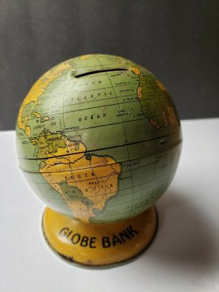 Cool Vintage Chein Tin Toy Globe Bank