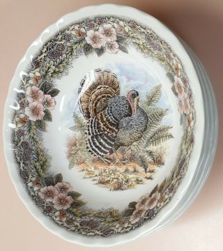 Set Of 4 Churchill Myottthanksgiving Turkey Multi - Color Bowl 6 1/2 "