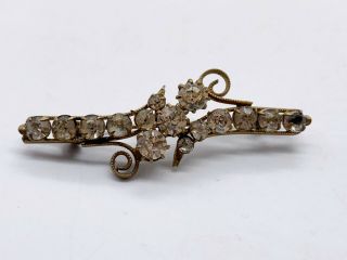 Antique Victorian Paste Set Rhinestone Cluster Ladies Pin Brooch