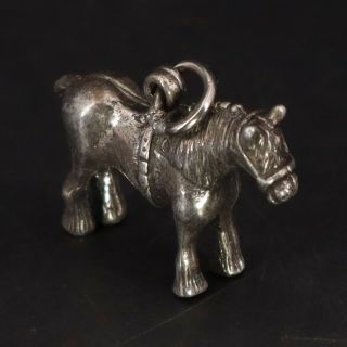 Vtg Sterling Silver - 3 - D Solid Horse Animal Bracelet Charm - 4g