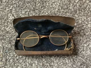 Antique Gold Spectacles Stamped V10 10 Ct And 1/10 On Each Temples