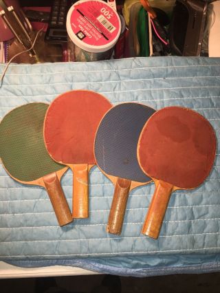 Vintage Ping Pong Paddle Set Of 4 Antique Old Game Wooden Wood Paddles