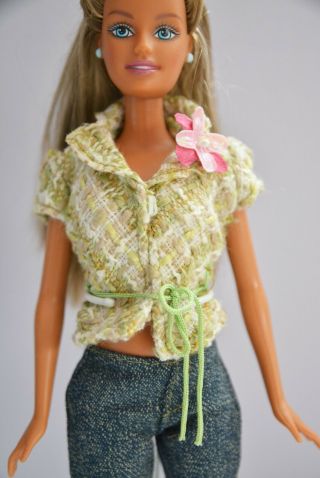 Fashion Fever Clothes Set Barbie 2004 Tweed Shirt Capri Jeans Pants NO DOLL 2