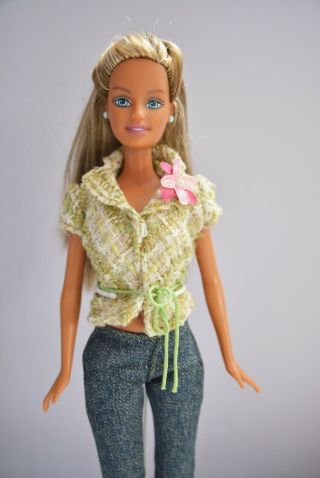 Fashion Fever Clothes Set Barbie 2004 Tweed Shirt Capri Jeans Pants NO DOLL 3