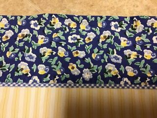 Vintage Laura Ashley Set Of 2 Blue Yellow Striped Pillowcases Blue Floral Cuff
