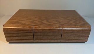 Vintage Faux Wooden 3 Drawer Cassette Tape Holder Storage Cabinet Case Holds 36