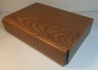 Vintage Faux Wooden 3 Drawer Cassette Tape Holder Storage Cabinet Case Holds 36 3