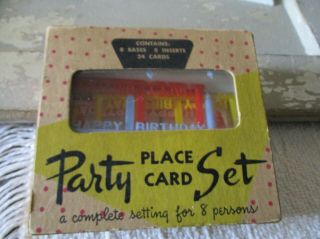Vintage 1950s Birthday Party Plastic Place Card Holders Set Of 8 Box Nu