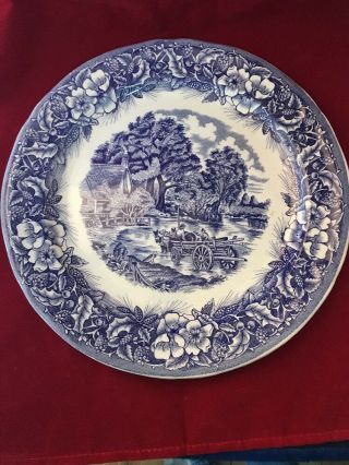 Transferware Ceramica Quadrifoglio Italy Blue White Chop Charger Plate 11 1/2 "