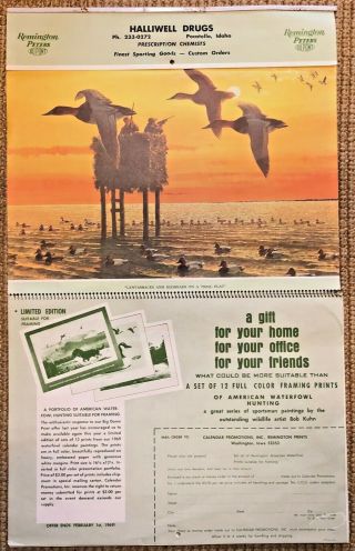 Vintage 1969 Remington Guns Advertising Wall Calendar