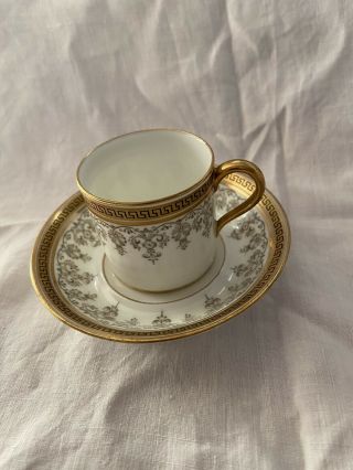 Antique Cauldon Gold Key Demi Tasse Espresso Cup And Saucer