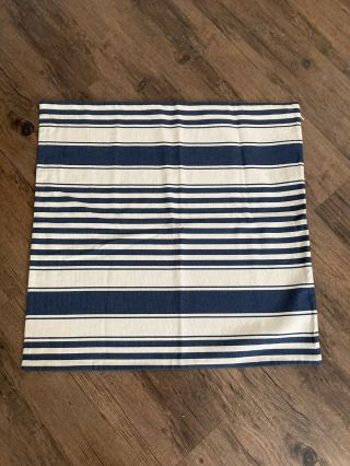 Pottery Barn Vintage Ticking Stripe Blue Beige Pillow Slipcover Sham 24 X 24 Euc