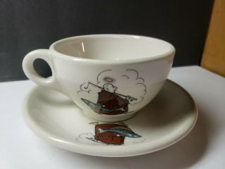 Vintage Syracuse China Restaurant Ware Religious Fisherman Cup And Saucer