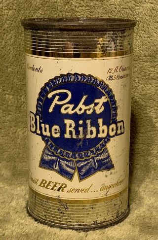 Pabst Blue Ribbon “bottom Opened” Vintage,  Flat Top Beer Can.