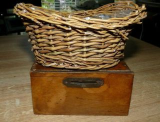 2 Small Rustic Items.  Antique Wood Money Box 