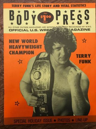 Vintage Detroit Body Press Wrestling Program Dec 1975 - The Sheik,  Terry Funk