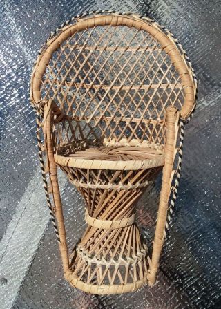 Vintage Wicker Peacock Fan Back Chair Barbie
