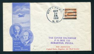 1938 C1 Jenny On Wright Brothers Cover - Kitty Hawk,  Nc To Scranton,  Pa