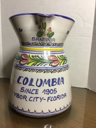 Vintage Columbia Restaurant Sangria Pottery Pitcher Ybor City Tampa Fl Ad