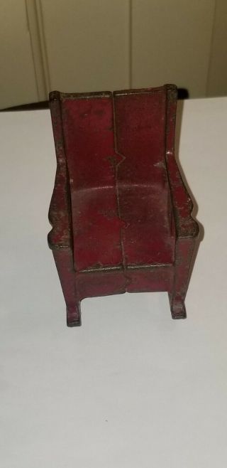 Antique Kilgore Cast Iron Red Dollhouse Miniature Rocking Chair