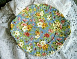 Lovely Bethany Blue Floral Chintz Cake/serving Plate Ridged Edge