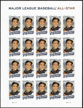 Yogi Berra Baseball Player Sheet Of 20 Forever Stamps Scott 5608 - Stuart Katz