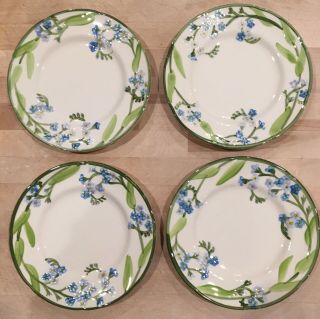 Four (4) Franciscan Forget Me Not 8 " Salad Plates Usa Bright Colors -